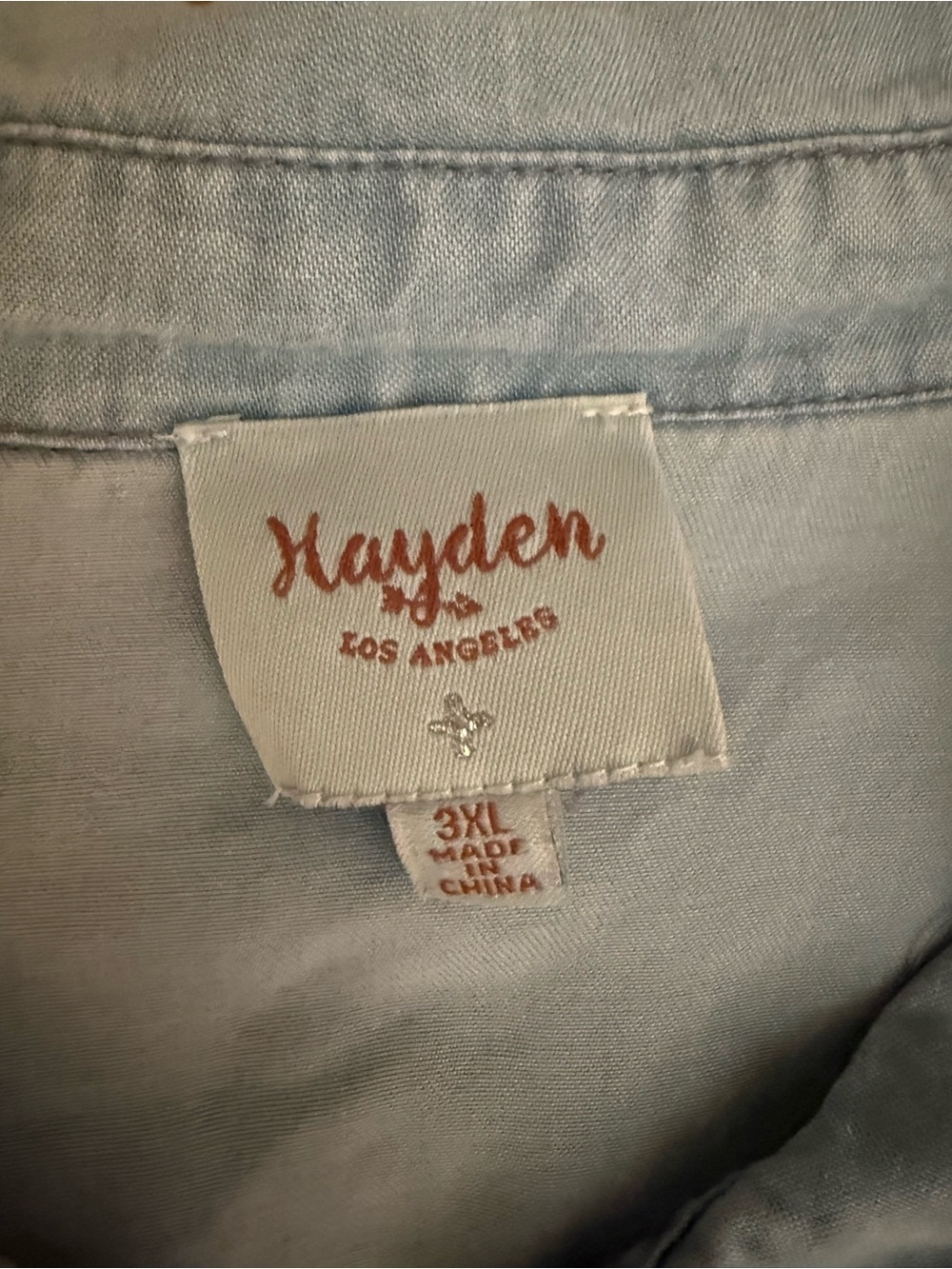 Denim Blue Western Shirt Hayden 3XL Pearl Snaps Peplum Long Sleeves Pockets - Picture 3 of 9